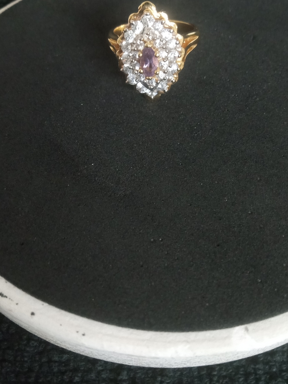 Vintage Uncas Gold HGE Tone Purple Centerstone Halo Ring